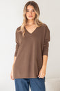 Model wearing Mayanna Jumper in Coffee from Salty Crush