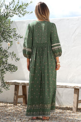 JAASE - Meadow Maxi Dress: Lace Insert Detailed Dress with Side Splits in Viridian Print
