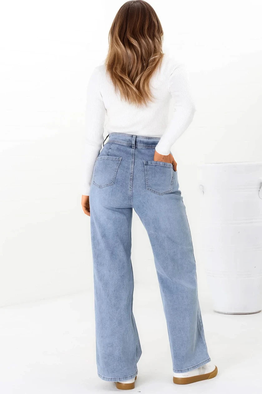 Medusa Jeans - High Waisted Wide Leg Jeans in Light Denim