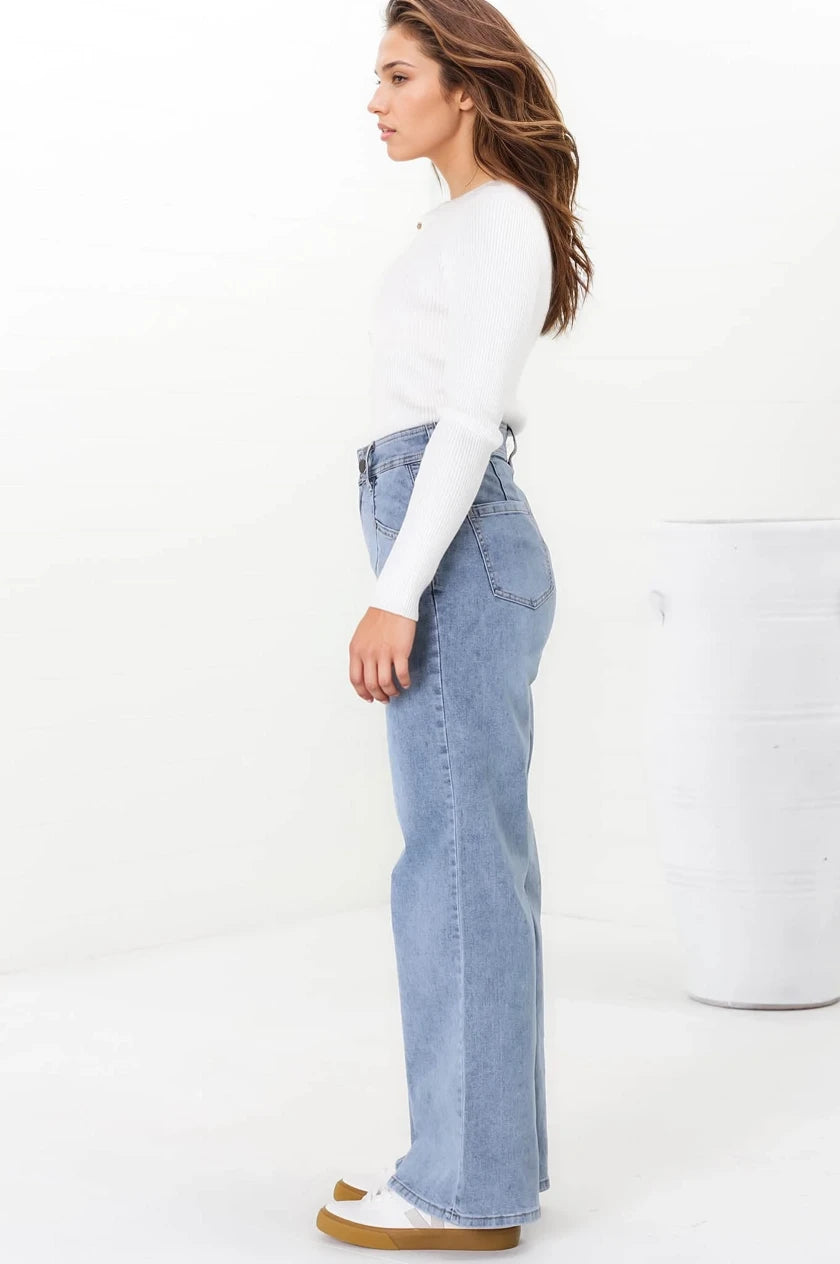 Medusa Jeans - High Waisted Wide Leg Jeans in Light Denim