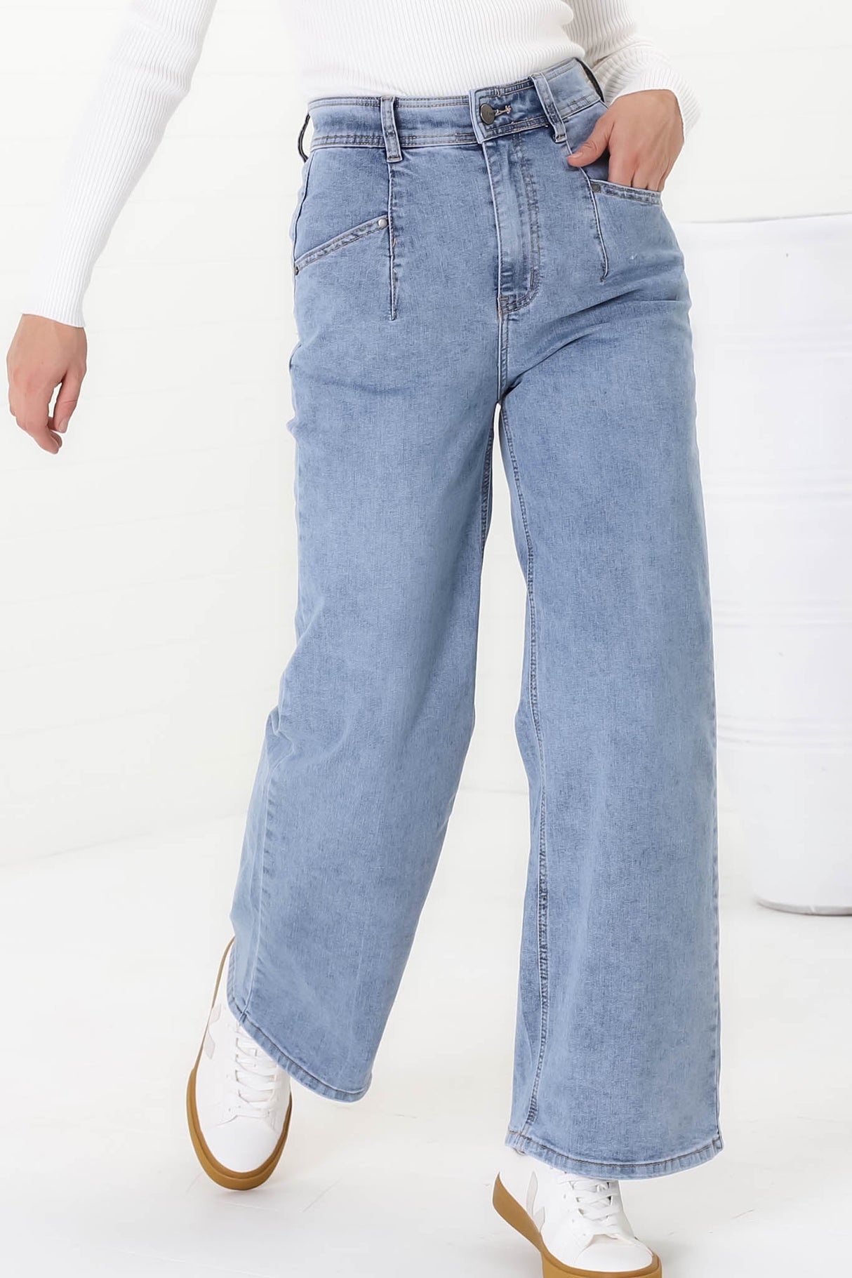 Medusa Jeans - High Waisted Wide Leg Jeans in Light Denim