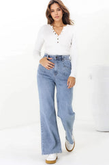 Medusa Jeans - High Waisted Wide Leg Jeans in Light Denim