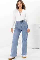 Medusa Jeans - High Waisted Wide Leg Jeans in Light Denim