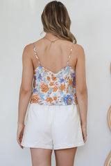 Mela Top - Adjustable Strap Cami with Tie Front in Nina Print