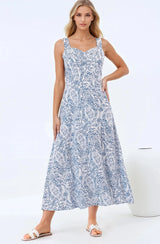 Meryn Midi Dress - Tie Sleeve A-Line Sun Dress in Talitha Print
