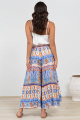 Mezza Pants - Paper Bag High Waisted Wide Leg Pants in Belly Print