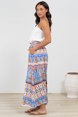 Mezza Pants - Paper Bag High Waisted Wide Leg Pants in Belly Print