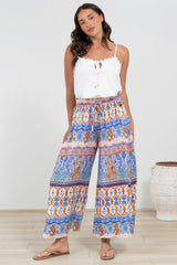 Mezza Pants - Paper Bag High Waisted Wide Leg Pants in Belly Print