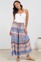 Mezza Pants - Paper Bag High Waisted Wide Leg Pants in Belly Print