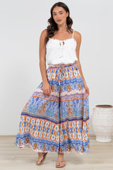 Mezza Pants - Paper Bag High Waisted Wide Leg Pants in Belly Print