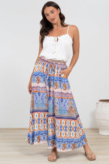 Mezza Pants - Paper Bag High Waisted Wide Leg Pants in Belly Print
