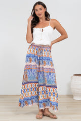 Mezza Pants - Paper Bag High Waisted Wide Leg Pants in Belly Print