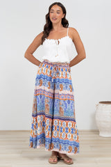 Mezza Pants - Paper Bag High Waisted Wide Leg Pants in Belly Print