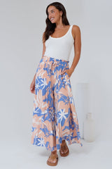 Mezza Pants - Paper Bag High Waisted Wide Leg Pants in Hendrix Print