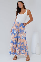 Mezza Pants - Paper Bag High Waisted Wide Leg Pants in Hendrix Print