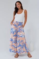 Mezza Pants - Paper Bag High Waisted Wide Leg Pants in Hendrix Print