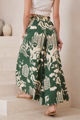 Mezza Pants - Paper Bag High Waisted Wide Leg Pant In Salt Lake Print Green