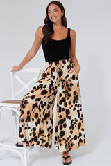 Mezza Pants - Paper Bag High Waisted Wide Leg Pants in Wild Ones Print