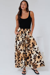 Mezza Pants - Paper Bag High Waisted Wide Leg Pants in Wild Ones Print