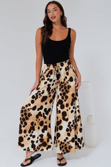 Mezza Pants - Paper Bag High Waisted Wide Leg Pants in Wild Ones Print