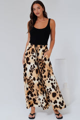 Mezza Pants - Paper Bag High Waisted Wide Leg Pants in Wild Ones Print