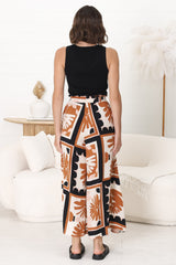 Mezza Pants - Paper Bag High Waisted Wide Leg Pant in Zuni Print