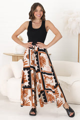 Mezza Pants - Paper Bag High Waisted Wide Leg Pant in Zuni Print