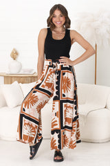 Mezza Pants - Paper Bag High Waisted Wide Leg Pant in Zuni Print