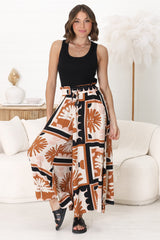 Mezza Pants - Paper Bag High Waisted Wide Leg Pant in Zuni Print