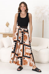 Mezza Pants - Paper Bag High Waisted Wide Leg Pant in Zuni Print