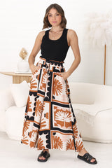 Mezza Pants - Paper Bag High Waisted Wide Leg Pant in Zuni Print