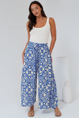 Mezza Pants - Paper Bag High Waisted Wide Leg Pant In Ember Print