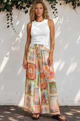 Model wearing Mezza Pants in Iluka Print from Salty Crush
