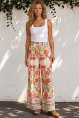 Model wearing Mezza Pants in Sweet Tea Print from Salty Crush