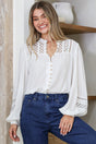 Model wearing Milano Blouse in White from Salty Crush