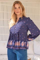 JAASE - Mimi Blouse: Button Down Smock Top in the Alaska Print