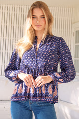 JAASE - Mimi Blouse: Button Down Smock Top in the Alaska Print