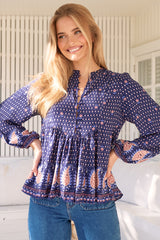 JAASE - Mimi Blouse: Button Down Smock Top in the Alaska Print