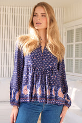 JAASE - Mimi Blouse: Button Down Smock Top in the Alaska Print