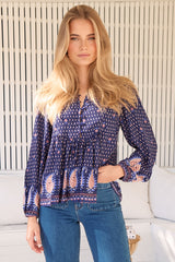 JAASE - Mimi Blouse: Button Down Smock Top in the Alaska Print