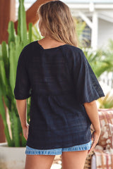 Mimosa Top- V-Neck Cotton Top with Bell Sleeves in Noel Black