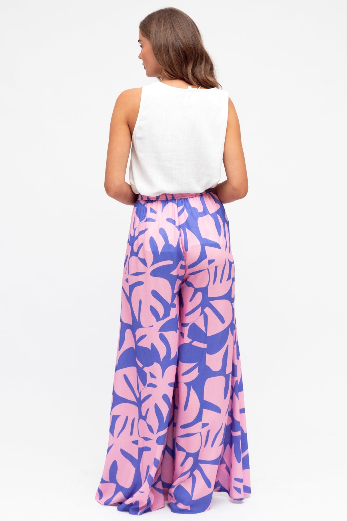 Miranda Pants - High Waisted Wide Leg Pants in Noa Print