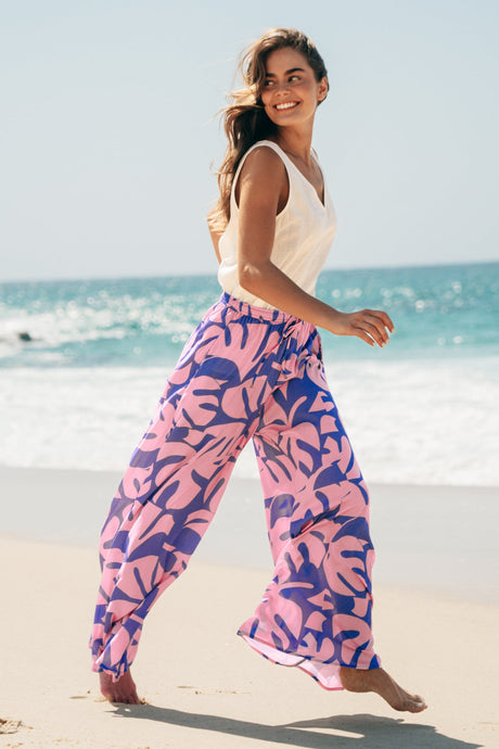 Miranda Pants - High Waisted Wide Leg Pants in Noa Print