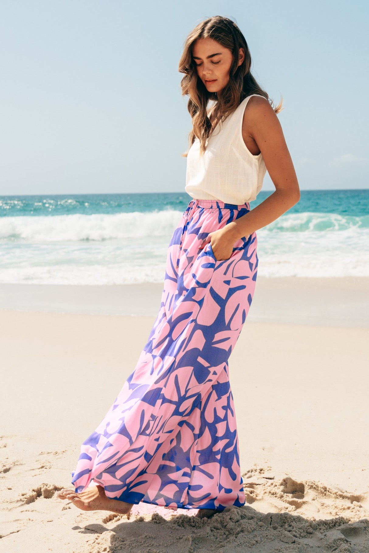 Miranda Pants - High Waisted Wide Leg Pants in Noa Print