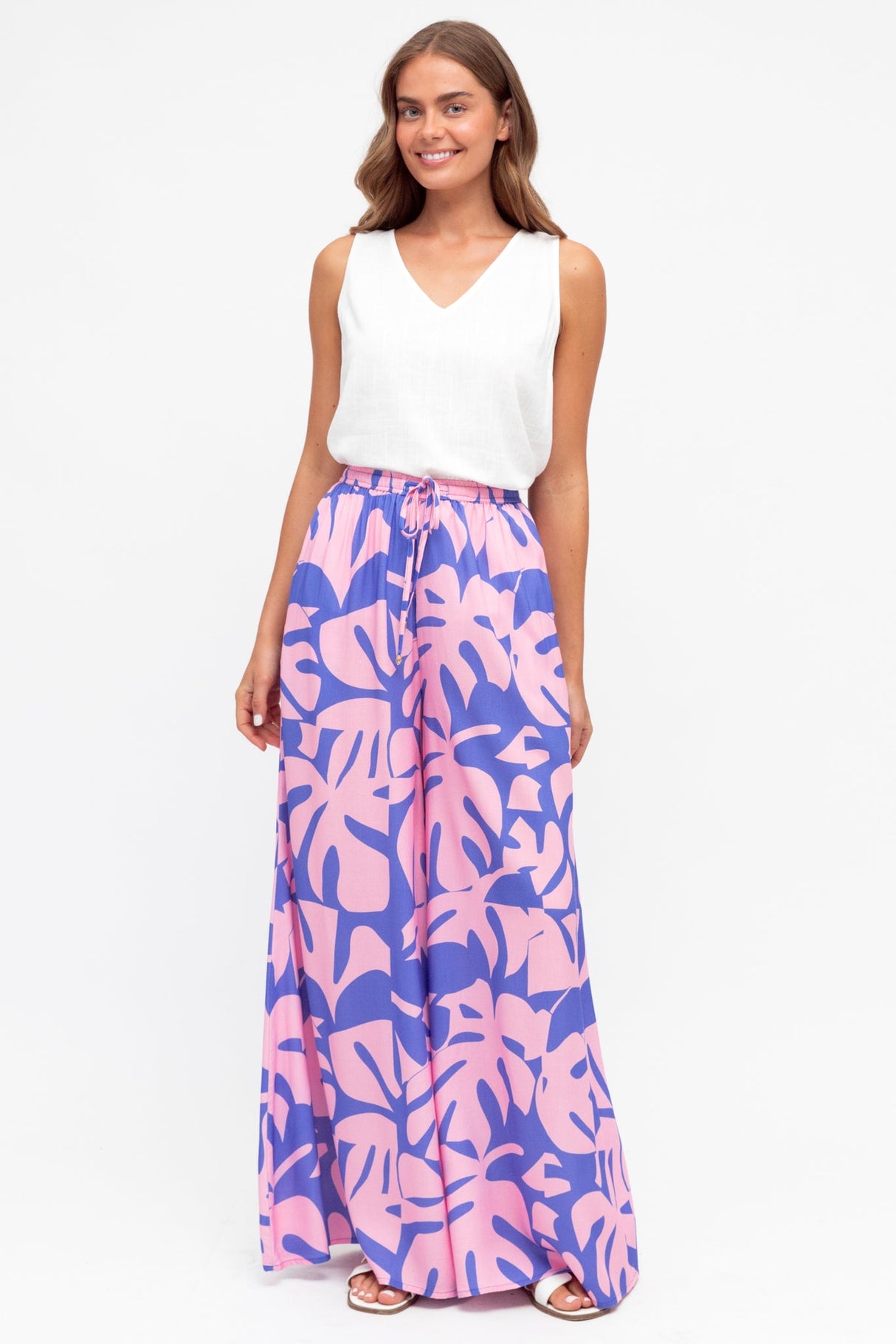 Miranda Pants - High Waisted Wide Leg Pants in Noa Print