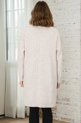 Mireena Cardigan - Ribbed Open Front Cardigan with Pockets in Cream