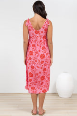 Misha Midi Dress - Tie Up Strap Scoop Neckline Dress in Friday Print