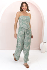 Mylee Set - Bandeaux Crop & High-Waisted Pants in Havanna Print Green