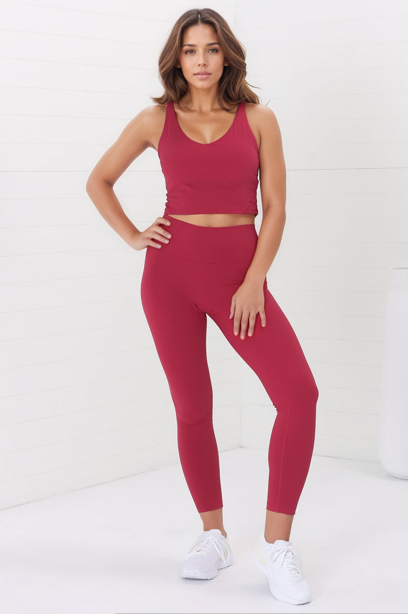 Axel Leggings - High Waisted Full Length Leggings in Magenta