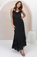 Jessica Maxi Skirt - Lace Overlay Mermaid Maxi Skirt in Black